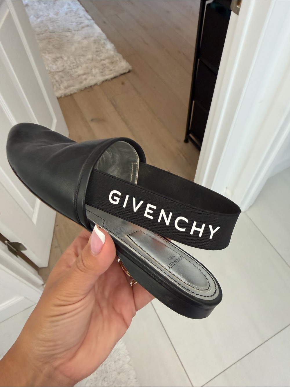 Givenchy Black Leather Slingback Mule